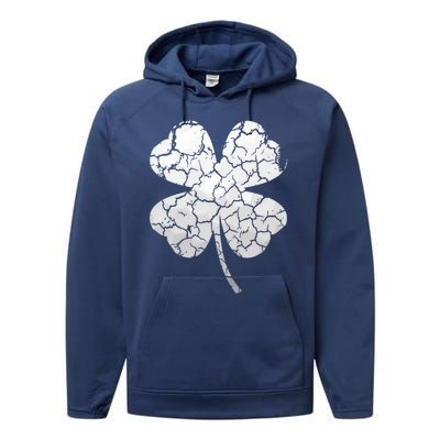 Golf Ball Shamrock St Patricks Distressed Clover Sports Fan Great Gift Performance Fleece Hoodie