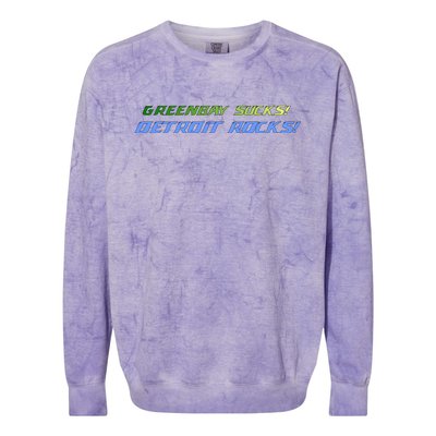 Green Bay Sucks Detroit Rocks Colorblast Crewneck Sweatshirt