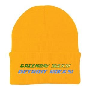 Green Bay Sucks Detroit Rocks Knit Cap Winter Beanie