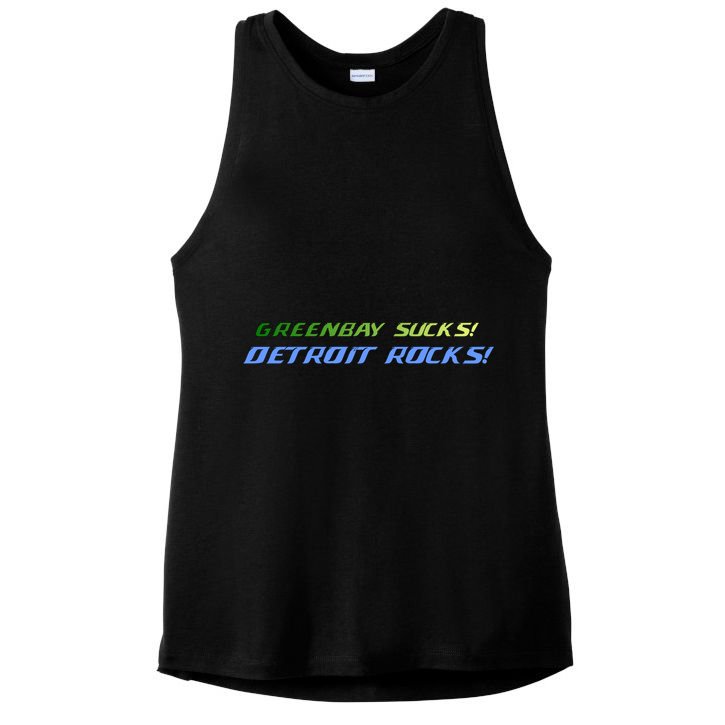 Green Bay Sucks Detroit Rocks Ladies PosiCharge Tri-Blend Wicking Tank