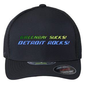 Green Bay Sucks Detroit Rocks Flexfit Unipanel Trucker Cap