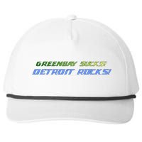 Green Bay Sucks Detroit Rocks Snapback Five-Panel Rope Hat