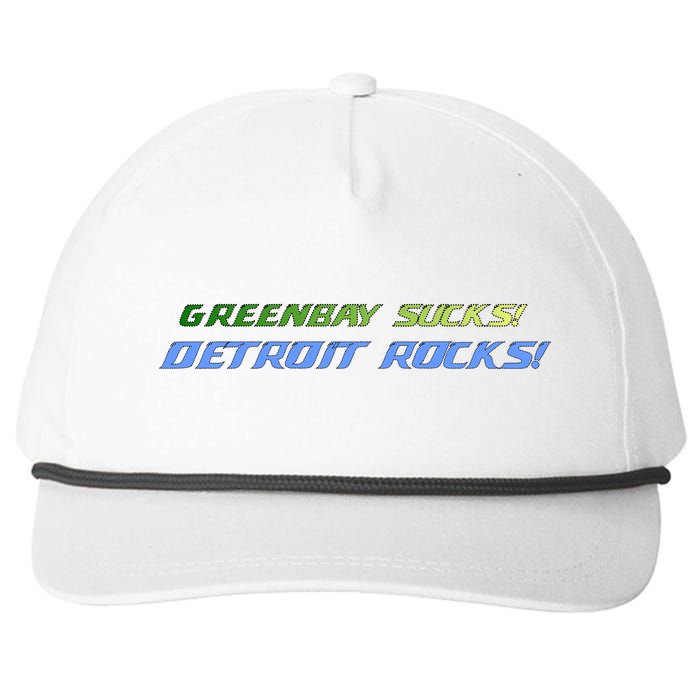 Green Bay Sucks Detroit Rocks Snapback Five-Panel Rope Hat