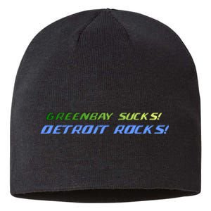 Green Bay Sucks Detroit Rocks Sustainable Beanie