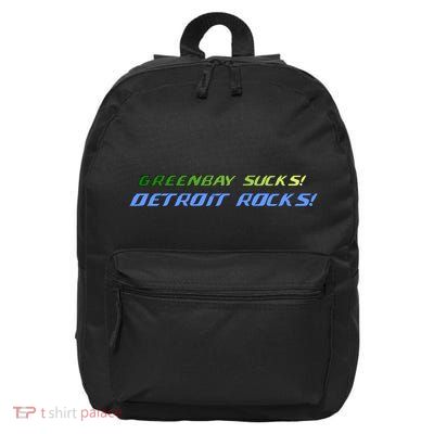 Green Bay Sucks Detroit Rocks 16 in Basic Backpack