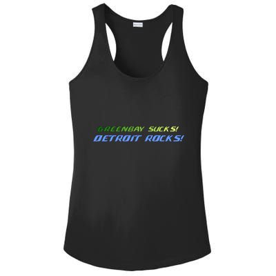 Green Bay Sucks Detroit Rocks Ladies PosiCharge Competitor Racerback Tank