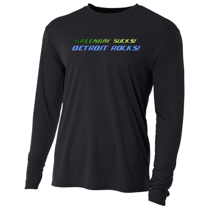 Green Bay Sucks Detroit Rocks Cooling Performance Long Sleeve Crew