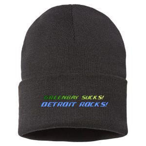 Green Bay Sucks Detroit Rocks Sustainable Knit Beanie