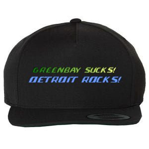 Green Bay Sucks Detroit Rocks Wool Snapback Cap