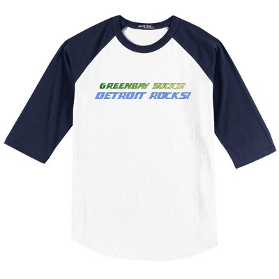 Green Bay Sucks Detroit Rocks Baseball Sleeve Shirt