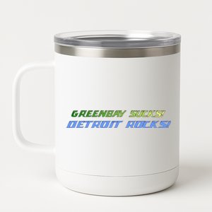 Green Bay Sucks Detroit Rocks 12 oz Stainless Steel Tumbler Cup