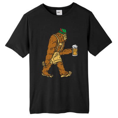 German Bigfoot Sasquatch Beer Lederhose Funny Oktoberfest Tall Fusion ChromaSoft Performance T-Shirt