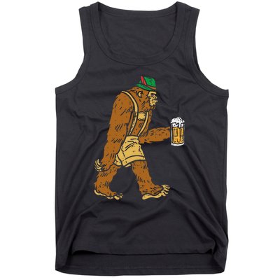 German Bigfoot Sasquatch Beer Lederhose Funny Oktoberfest Tank Top