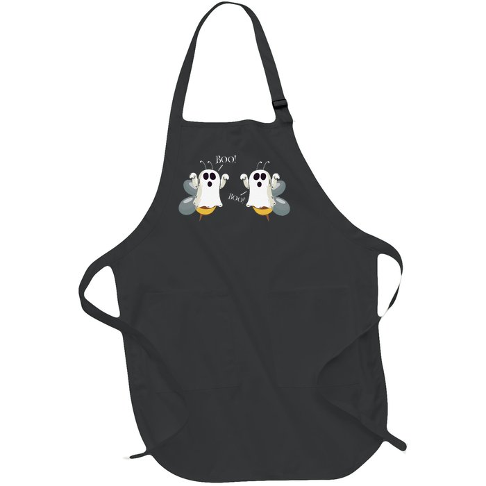 Ghost Bees Saying Boo Funny Halloween Gift Full-Length Apron With Pockets