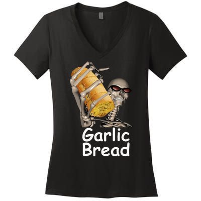 Garlic Bread Skeleton Women's V-Neck T-Shirt