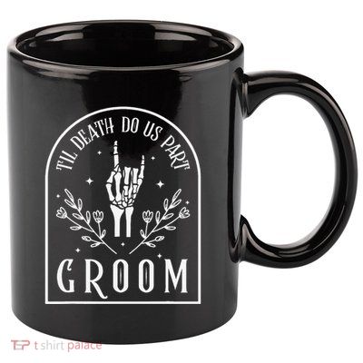 Groom Bride Skeleton Gothic Halloween Engagement Wedding 11oz C Handle Ceramic Mug