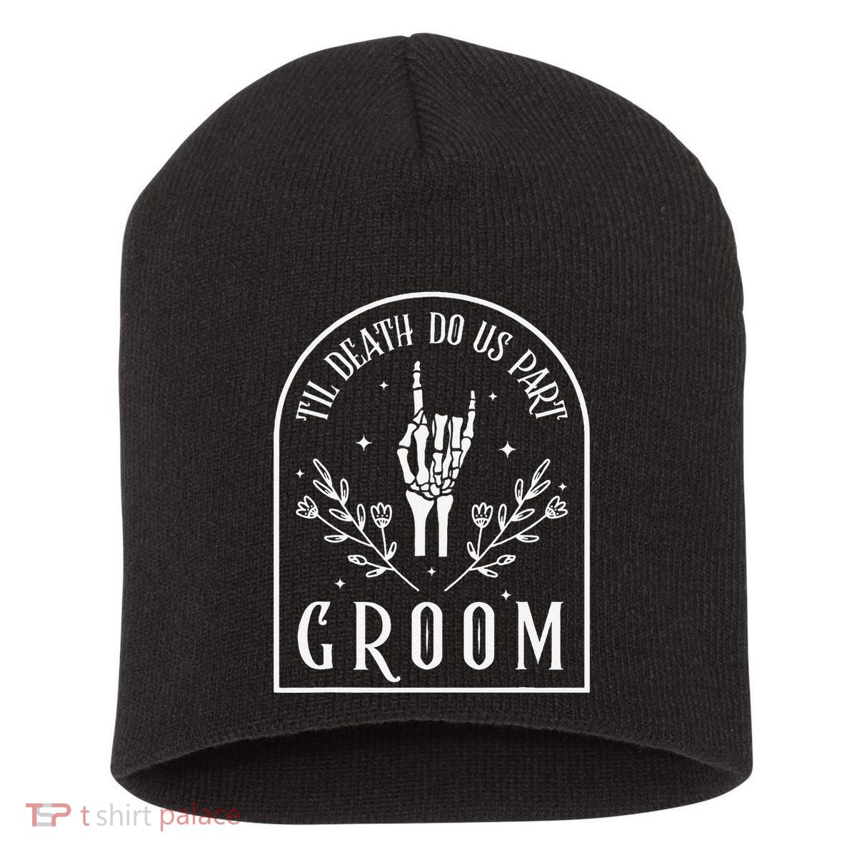 Groom Bride Skeleton Gothic Halloween Engagement Wedding Short Acrylic Beanie