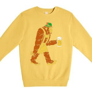 German Bigfoot Sasquatch Beer Lederhose Premium Crewneck Sweatshirt