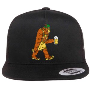 German Bigfoot Sasquatch Beer Lederhose Flat Bill Trucker Hat