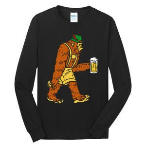 German Bigfoot Sasquatch Beer Lederhose Tall Long Sleeve T-Shirt