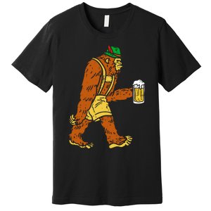 German Bigfoot Sasquatch Beer Lederhose Premium T-Shirt