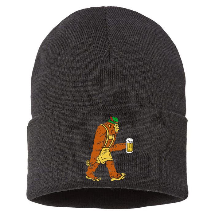 German Bigfoot Sasquatch Beer Lederhose Sustainable Knit Beanie