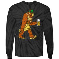 German Bigfoot Sasquatch Beer Lederhose Tie-Dye Long Sleeve Shirt