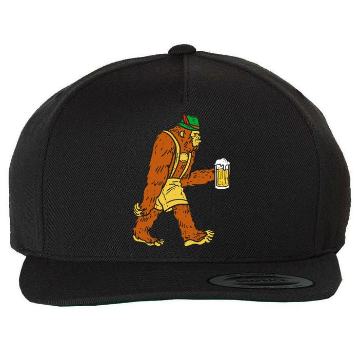 German Bigfoot Sasquatch Beer Lederhose Wool Snapback Cap