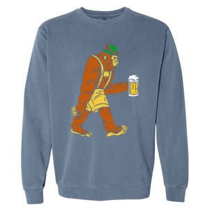 German Bigfoot Sasquatch Beer Lederhose Garment-Dyed Sweatshirt