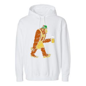 German Bigfoot Sasquatch Beer Lederhose Garment-Dyed Fleece Hoodie