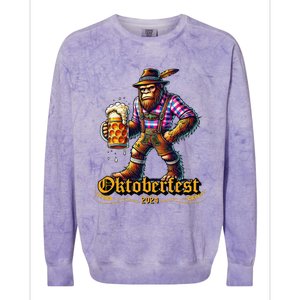 German Bigfoot Sasquatch Lederhose Funny Oktoberfest 2024 Gift Colorblast Crewneck Sweatshirt