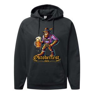 German Bigfoot Sasquatch Lederhose Funny Oktoberfest 2024 Gift Performance Fleece Hoodie