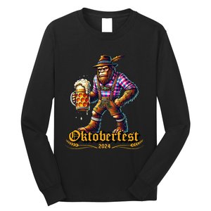 German Bigfoot Sasquatch Lederhose Funny Oktoberfest 2024 Gift Long Sleeve Shirt