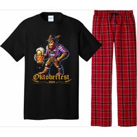 German Bigfoot Sasquatch Lederhose Funny Oktoberfest 2024 Gift Pajama Set