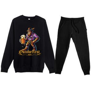 German Bigfoot Sasquatch Lederhose Funny Oktoberfest 2024 Gift Premium Crewneck Sweatsuit Set