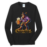 German Bigfoot Sasquatch Lederhose Funny Oktoberfest 2024 Gift Tall Long Sleeve T-Shirt