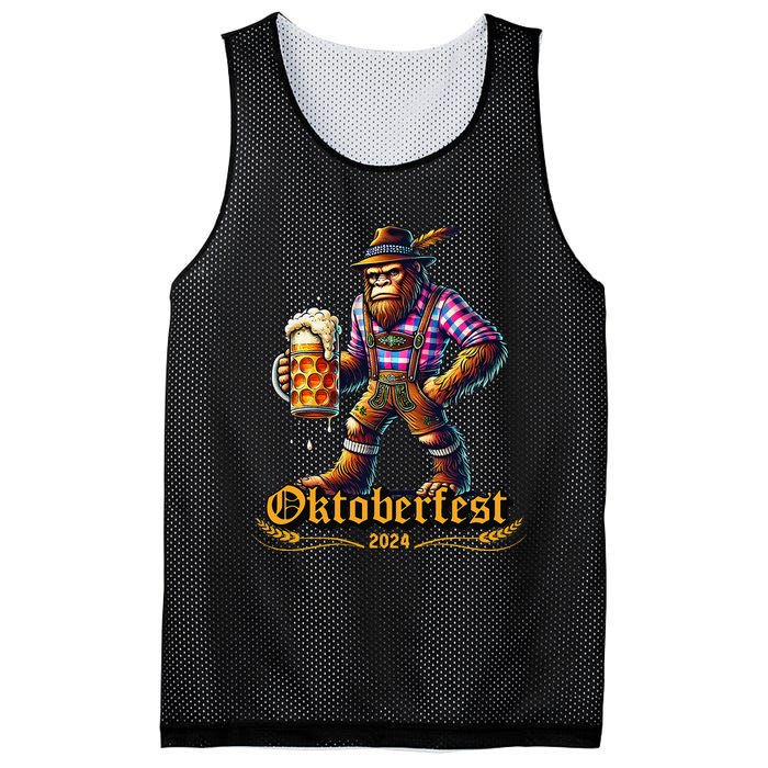 German Bigfoot Sasquatch Lederhose Funny Oktoberfest 2024 Gift Mesh Reversible Basketball Jersey Tank