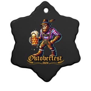 German Bigfoot Sasquatch Lederhose Funny Oktoberfest 2024 Gift Ceramic Star Ornament