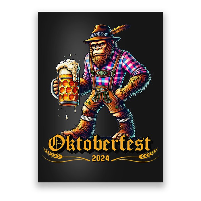 German Bigfoot Sasquatch Lederhose Funny Oktoberfest 2024 Gift Poster