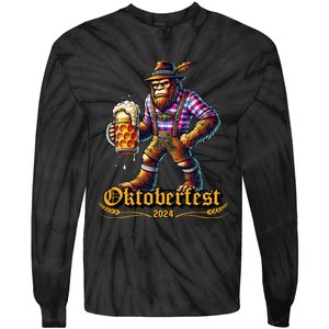 German Bigfoot Sasquatch Lederhose Funny Oktoberfest 2024 Gift Tie-Dye Long Sleeve Shirt