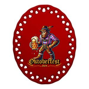 German Bigfoot Sasquatch Lederhose Funny Oktoberfest 2024 Gift Ceramic Oval Ornament