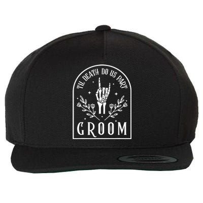 Groom Bride Skeleton Gothic Halloween Engagement Wedding Wool Snapback Cap