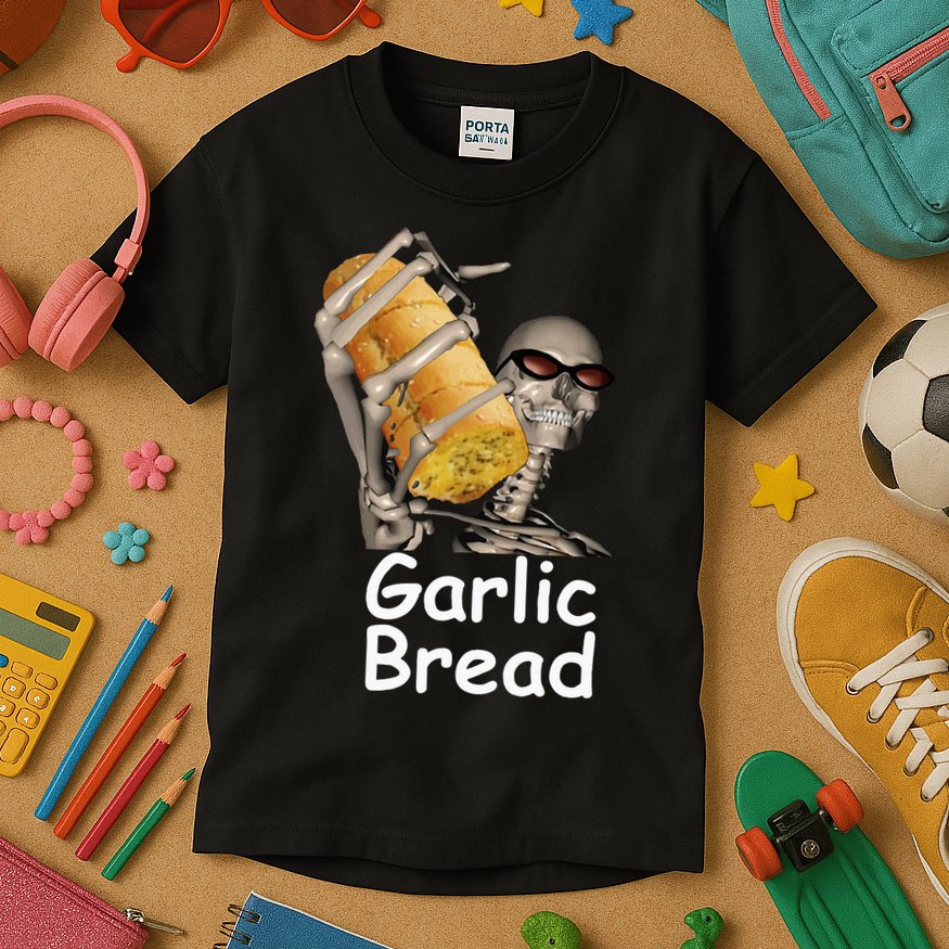 Garlic Bread Skeleton Kids T-Shirt