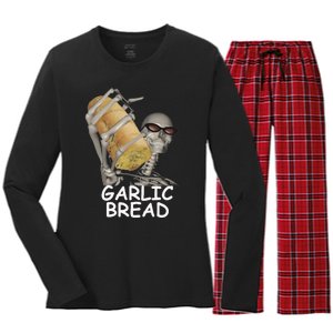 Garlic Bread Skeleton Women's Long Sleeve Flannel Pajama Set 