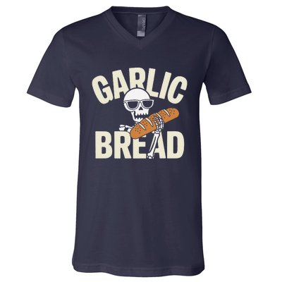 Garlic Bread Skeleton Foodie Halloween Costume Party Outfit V-Neck T-Shirt