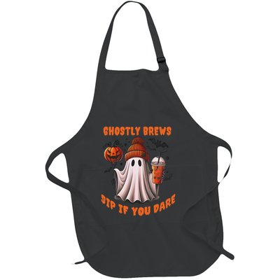 Ghostly Brews Sip If You Dare Drinkers Ghost Brew Halloween Full-Length Apron With Pockets