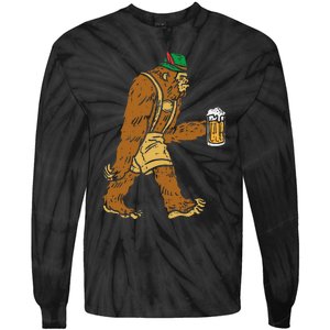 German Bigfoot Sasquatch Beer Lederhose Funny Oktoberfest Tie-Dye Long Sleeve Shirt