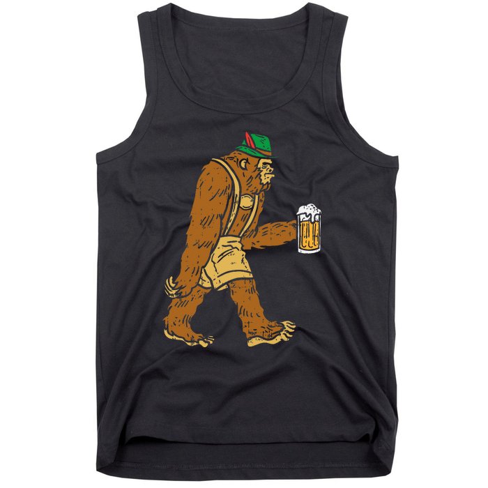 German Bigfoot Sasquatch Beer Lederhose Funny Oktoberfest Tank Top