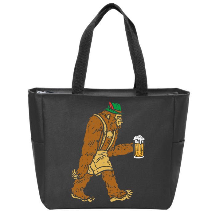 German Bigfoot Sasquatch Beer Lederhose Funny Oktoberfest Zip Tote Bag