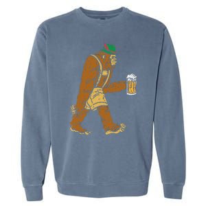 German Bigfoot Sasquatch Beer Lederhose Funny Oktoberfest Garment-Dyed Sweatshirt